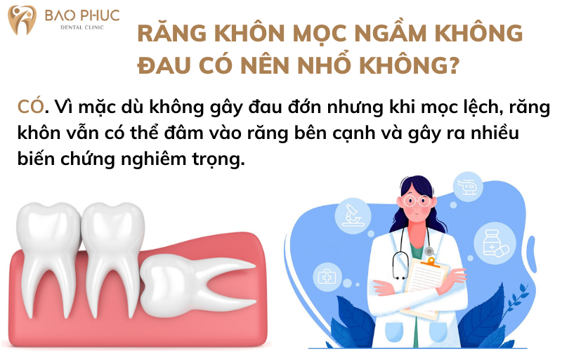 Răng khôn mọc ngầm không đau có nên nhổ không?