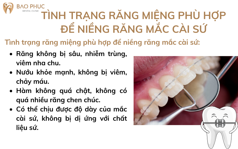 Tình trạng răng miệng phù hợp để niềng răng mắc cài sứ